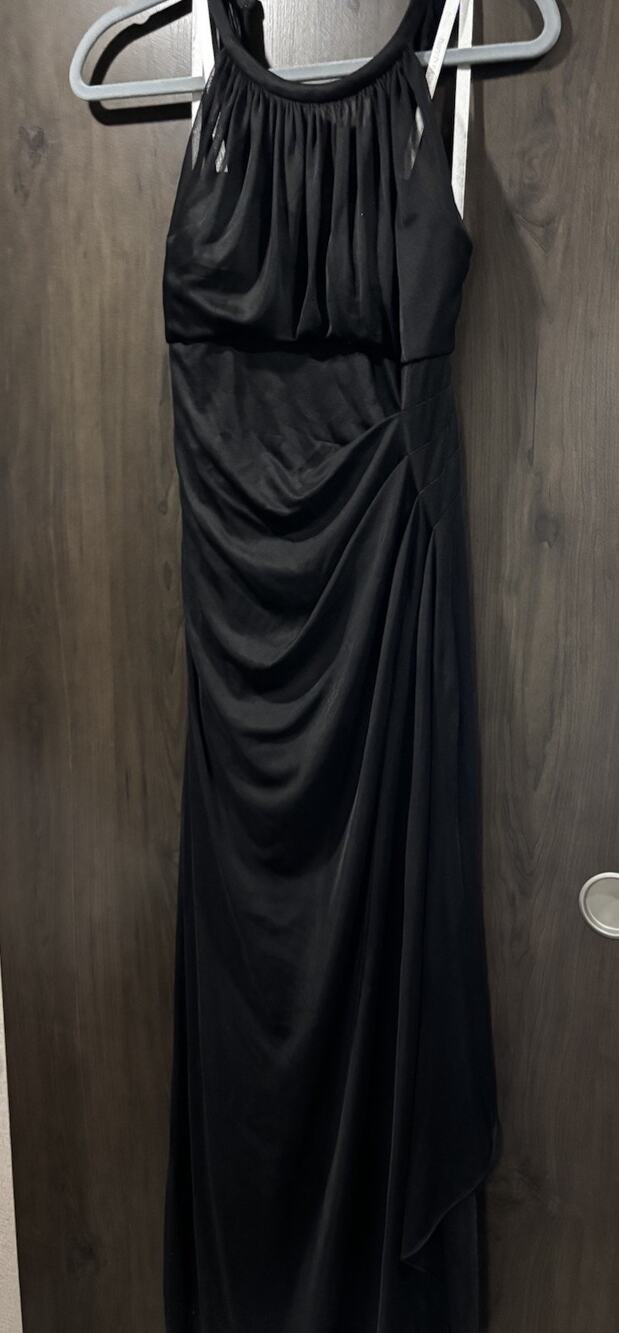 Black Sleeveless Dress Illusion Neckline David’s Bridal Prom Gown Party Size 4